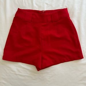 Red high waist dress shorts